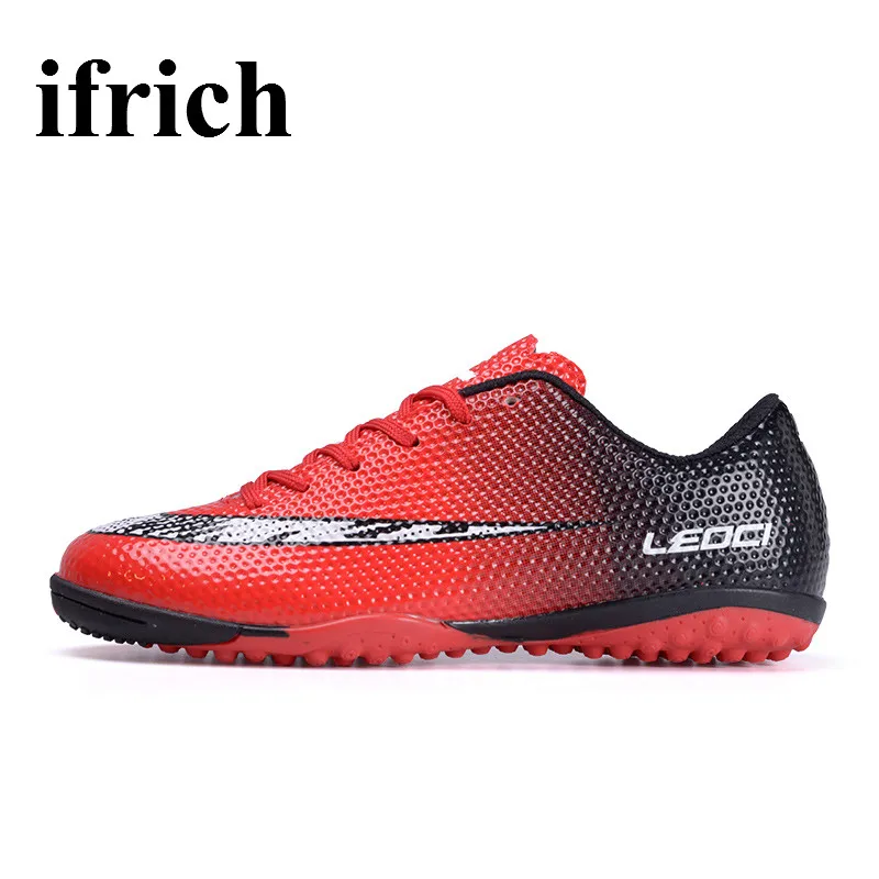Image Ifrich Football Turf Shoes Men Kids Boy Leather Shoe Indoor Football Sneakers Red Blue Orange Cheap Soccer Cleats Tf Shoes Men