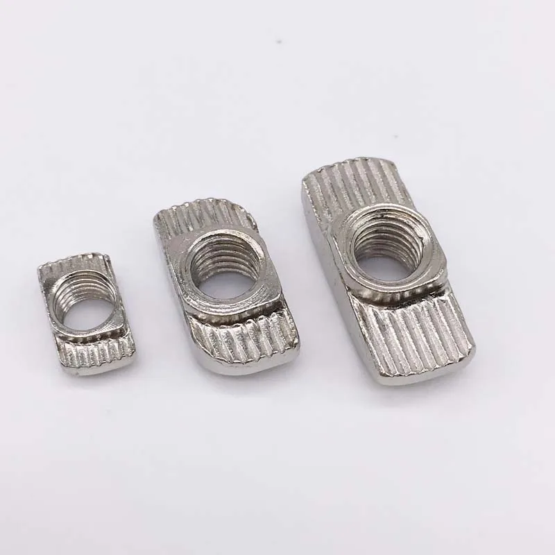 

50 Pcs T Nut Hammer Nut Carbon Steel Nickel Plated T Fastener Sliding Nut Connector Aluminum Profile 20/30/40/45-M3/M4/M5/M6/M8