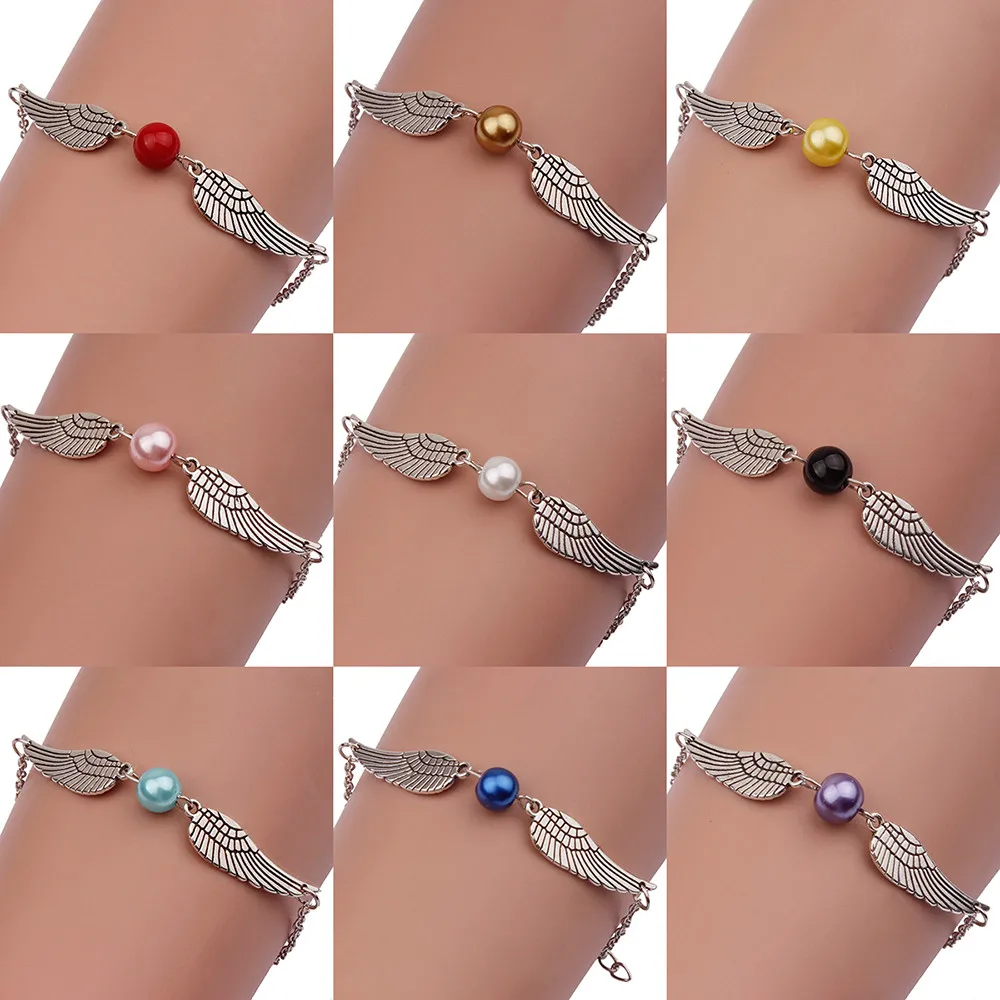 Серебряные браслеты для женщин в стиле ретро жемчужные крылья ангела ювелирные