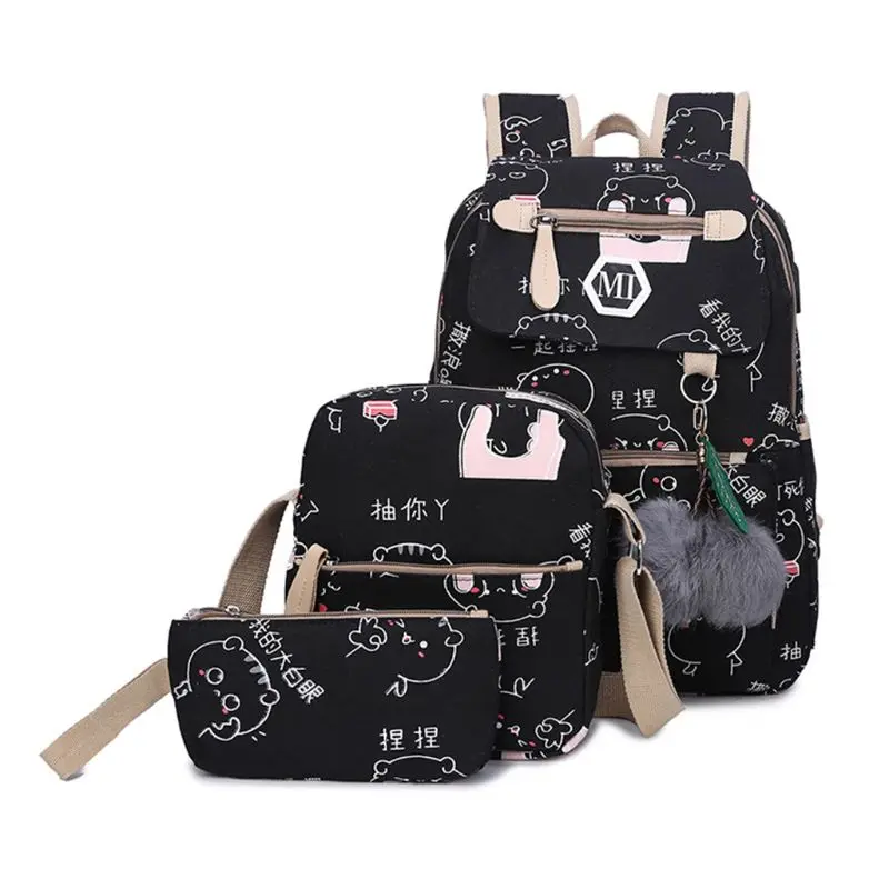 3 Pcs/Set Women USB Charging Canvas Printing School Backpacks Schoolbag For Teenagers Student Bookbag Rucksack
3 Pcs/Set Women USB Charging Canvas Printing School Backpacks Schoolbag For Teenagers Student Bookbag Rucksack