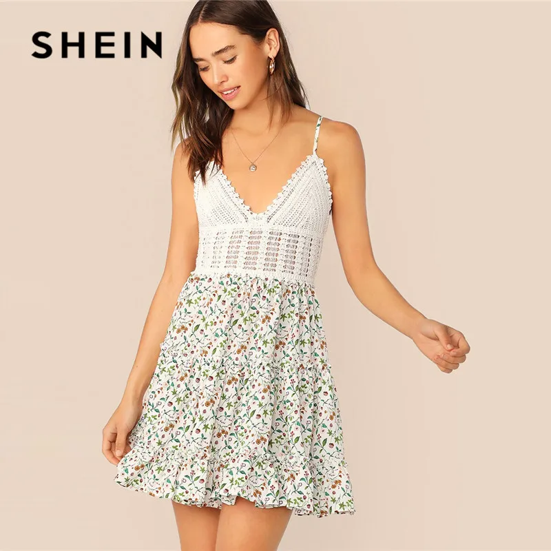 SHEIN Boho Floral Tie Back Crochet Bodice Summer Dress Beach Vacation High Waist Sleeveless Mini Dress Deep V Neck Sexy Dress
SHEIN Boho Floral Tie Back Crochet Bodice Summer Dress Beach Vacation High Waist Sleeveless Mini Dress Deep V Neck Sexy Dress