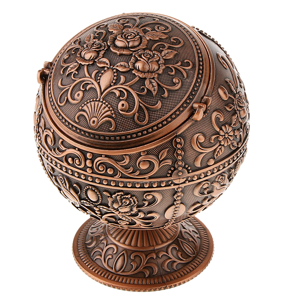 MagiDeal Tabletop Smoking Ashtray Jewelry Storage Box Round Ball 3D Beautiful Flower
