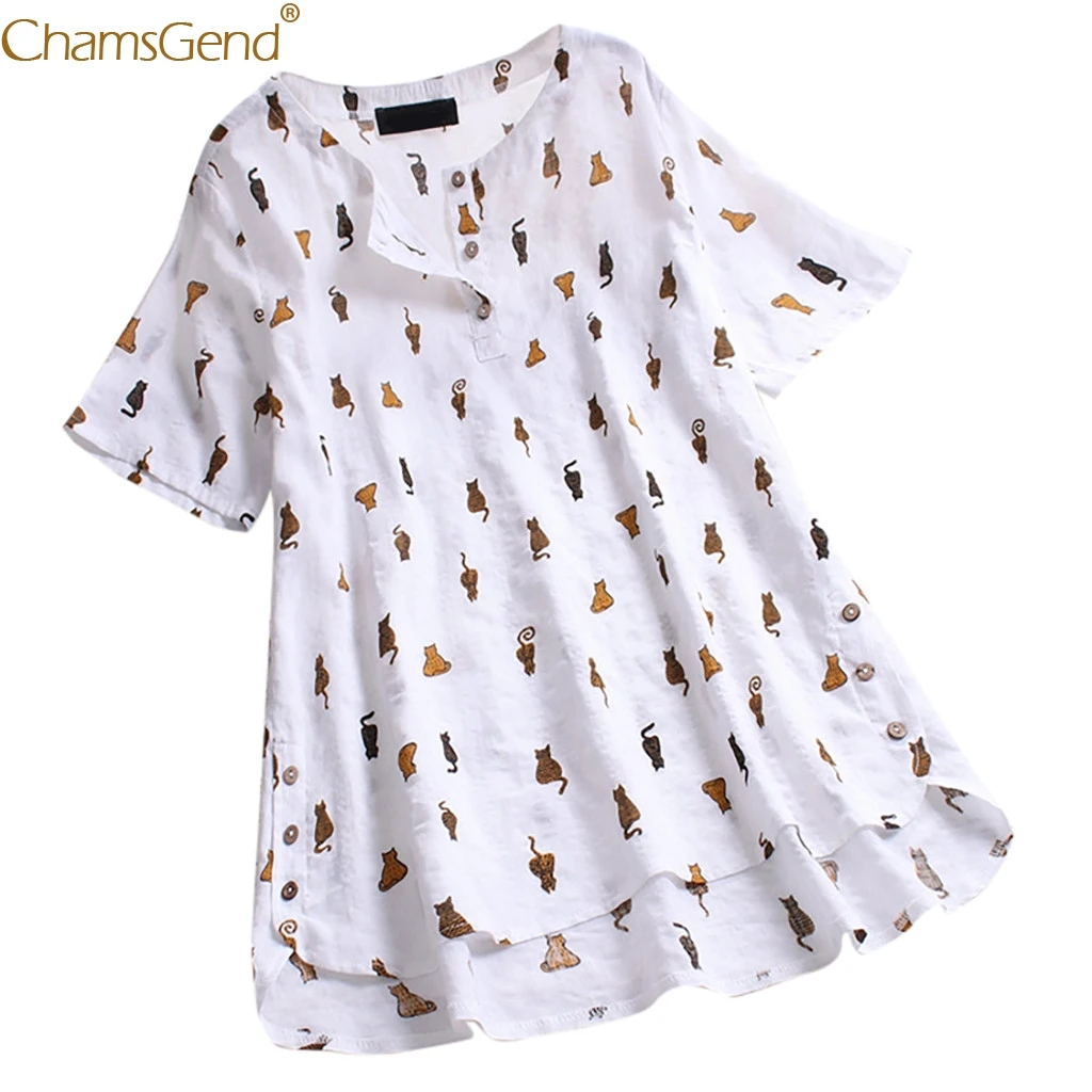 Womens Tops And Blouses Intage V-Neck Casual Cat Print Button 2019 Womens Tops And Blouses Short Sleeve Linen Apr
Womens Tops And Blouses Intage V-Neck Casual Cat Print Button 2019 Womens Tops And Blouses Short Sleeve Linen Apr