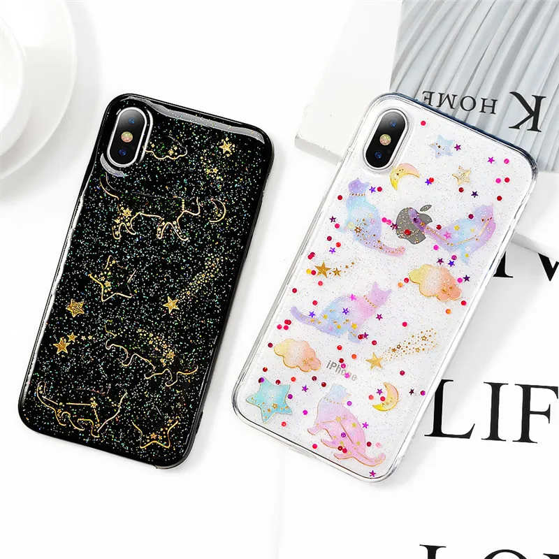 Shining Glitter Star Moon phone Cases for iphone X XS XR XS Max 7 6 6S 8 8 Plus Transparent Soft TPU Cartoon Cat back cover Case
Shining Glitter Star Moon phone Cases for iphone X XS XR XS Max 7 6 6S 8 8 Plus Transparent Soft TPU Cartoon Cat back cover Case