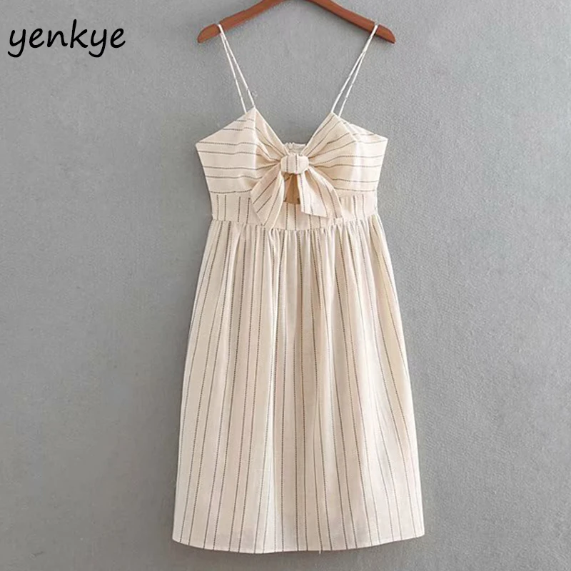 Sexy Sling Dress Women Front Knot V Neck Vintage Striped Dress Lady Backless Sleeveless A-line Casual Summer Dress CCWM9301
Sexy Sling Dress Women Front Knot V Neck Vintage Striped Dress Lady Backless Sleeveless A-line Casual Summer Dress CCWM9301
