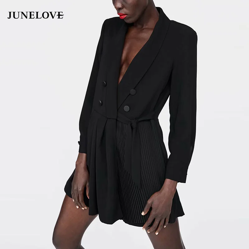 JuneLove Women Formal Black Playsuits Vintage Loose Female Lace-Up Pleated Playsuits Casual Long Sleeve V-Neck Sexy Lady Rompers
JuneLove Women Formal Black Playsuits Vintage Loose Female Lace-Up Pleated Playsuits Casual Long Sleeve V-Neck Sexy Lady Rompers