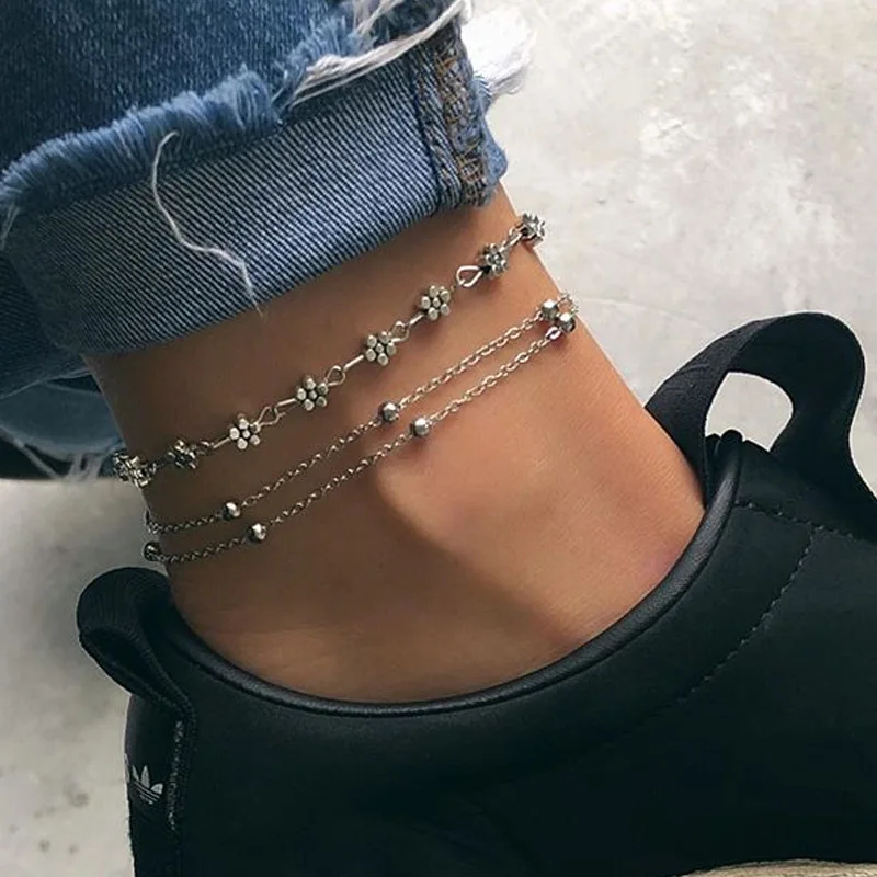 Bohemia alloy 3 layers beads flower heart pendant 2 pieces set Bracelets for women jewelry foot chain anklets accessories gift
Bohemia alloy 3 layers beads flower heart pendant 2 pieces set Bracelets for women jewelry foot chain anklets accessories gift