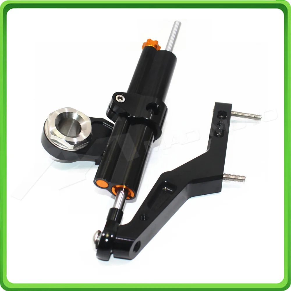 For Kawasaki Ninja ZX-6R ZX6R 636cc 2013 2014 2015 2016 2017 Steering Damper Stabilizer & Bracket Mount Kit Black color (7)
