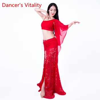 Oriental Dance Costumes Belly Dancing Lace Single Sleeves Top+Long Split Skirt 2pcs For Women bellydance clothing S,M,L
Oriental Dance Costumes Belly Dancing Lace Single Sleeves Top+Long Split Skirt 2pcs For Women bellydance clothing S,M,L