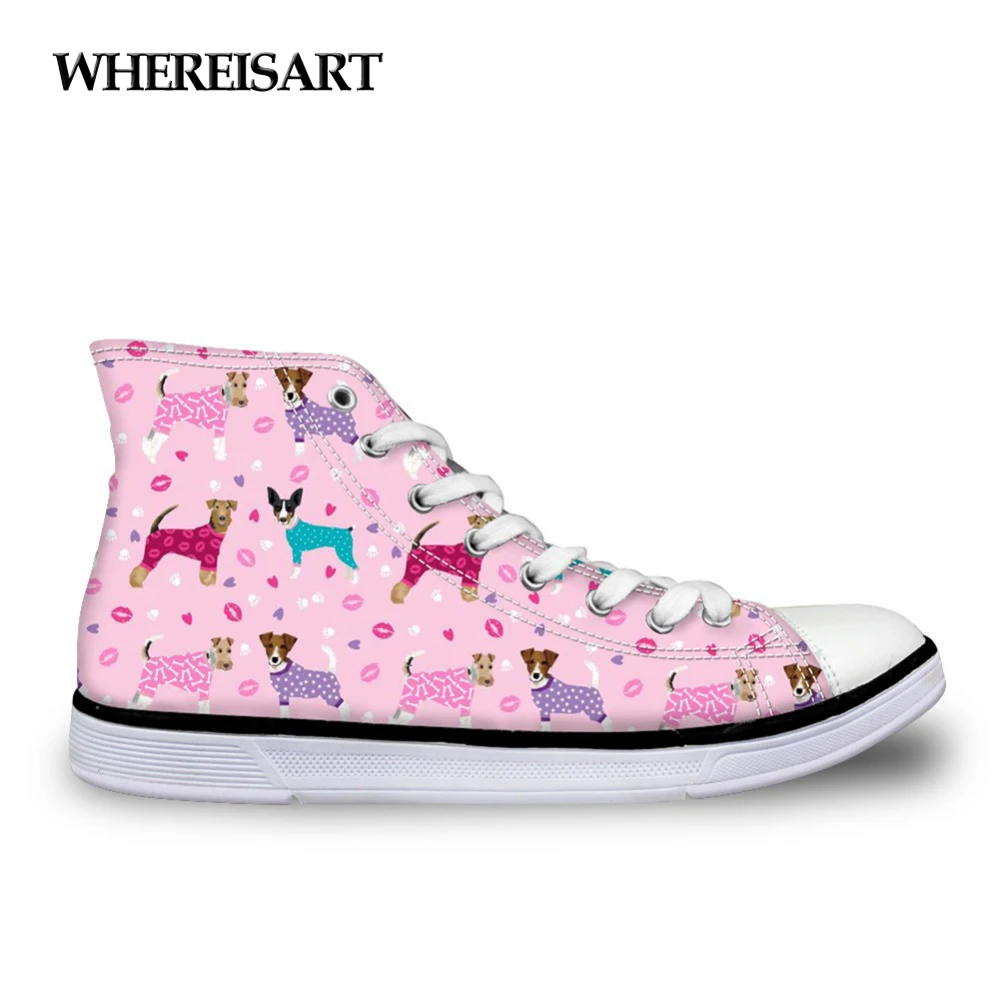WHEREISART Cute Animal Fox Terrier Prints High Top Women Canvas Vulcanize Shoes Lace Up Casual Women's Sneakers Flats Zapatos
WHEREISART Cute Animal Fox Terrier Prints High Top Women Canvas Vulcanize Shoes Lace Up Casual Women's Sneakers Flats Zapatos