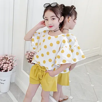 2019 Girls Summer Clothes New Fashion Big Children Girls Clothes Polka Dot Short Sleeve Tops Two-Piece Girls Sets
2019 Girls Summer Clothes New Fashion Big Children Girls Clothes Polka Dot Short Sleeve Tops Two-Piece Girls Sets