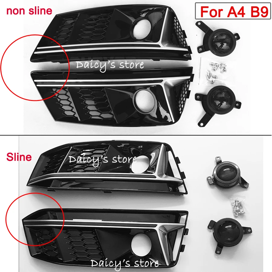 FOR A4 B9 upgrade to RS4 Style Honeycomb fog light grill front bumper side grille Glossy Black for 2016 2017 2018 A4 B9 with ACC
FOR A4 B9 upgrade to RS4 Style Honeycomb fog light grill front bumper side grille Glossy Black for 2016 2017 2018 A4 B9 with ACC
