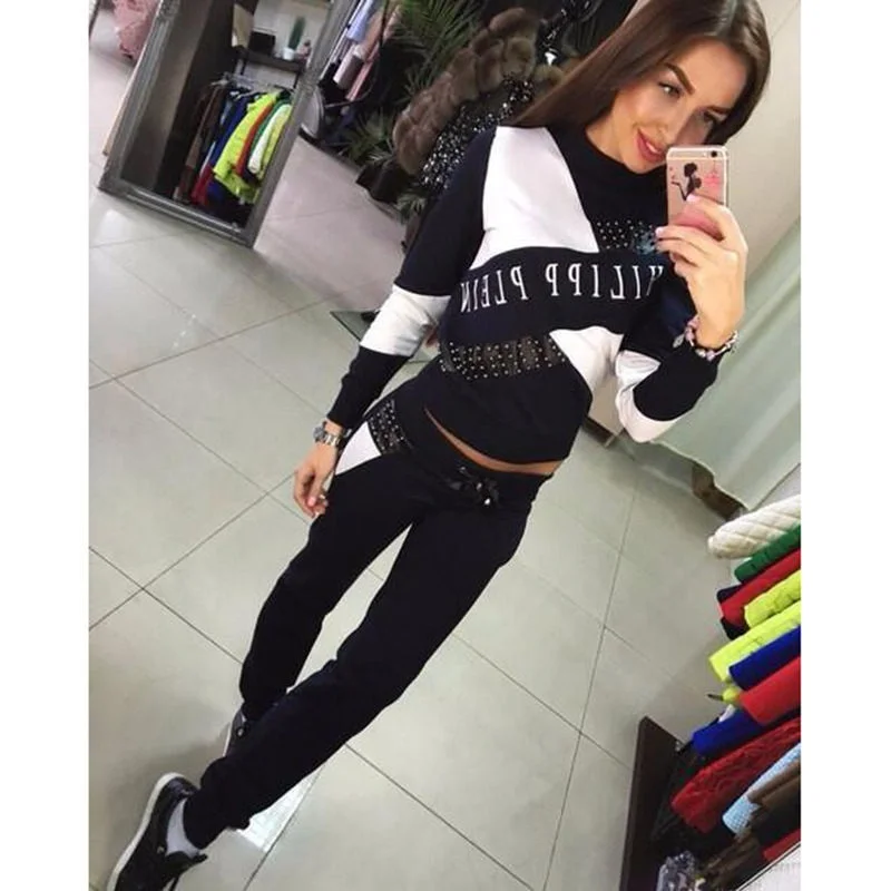 Sudaderas Mujer 2016 Womens Casual Tops Sweatshirt Pants Track Sweat Suits 2 Pcs Tracksuit Blue Black Plus Size 2XL
Sudaderas Mujer 2016 Womens Casual Tops Sweatshirt Pants Track Sweat Suits 2 Pcs Tracksuit Blue Black Plus Size 2XL