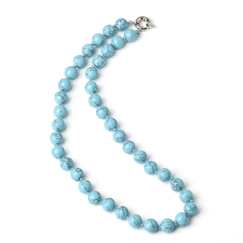 The color of Sky blue Add inline Black stripes and the Mixed round shape 10 MM turquoise Necklace
The color of Sky blue Add inline Black stripes and the Mixed round shape 10 MM turquoise Necklace
