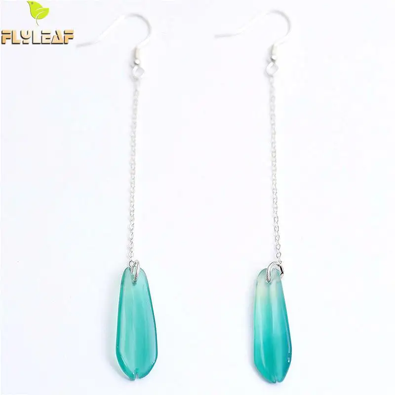 Flyleaf 100% 925 Sterling Silver Green Natural Stone Long Tassel Drop Earrings For Women Handmade Fashion Jewelry
Flyleaf 100% 925 Sterling Silver Green Natural Stone Long Tassel Drop Earrings For Women Handmade Fashion Jewelry