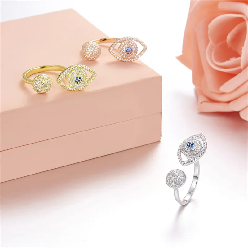 SLJELY 925 Sterling Silver 3 Gold Color Evil Eye Opening Ring Micro Pave Cubic Zirconia Blue Stones Women Luxury Jewelry
SLJELY 925 Sterling Silver 3 Gold Color Evil Eye Opening Ring Micro Pave Cubic Zirconia Blue Stones Women Luxury Jewelry