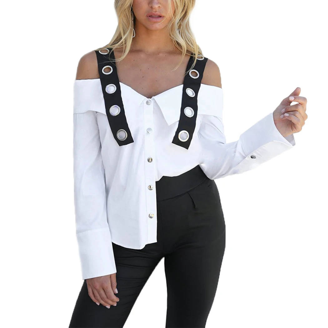 Sexy Off Shoulder Blouse Women Top 2019 Summer Long Sleeve Strap Button Ladies Office Shirt White Tops Chemisier Femme Blusas
Sexy Off Shoulder Blouse Women Top 2019 Summer Long Sleeve Strap Button Ladies Office Shirt White Tops Chemisier Femme Blusas
