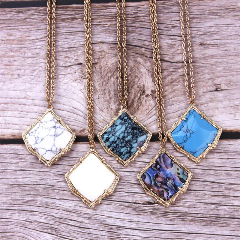 Faceted Real Square Natural Stone Long Chain Pendant Necklaces Women Brand KS Square Abalone Shell Stone Pendant Necklaces
Faceted Real Square Natural Stone Long Chain Pendant Necklaces Women Brand KS Square Abalone Shell Stone Pendant Necklaces