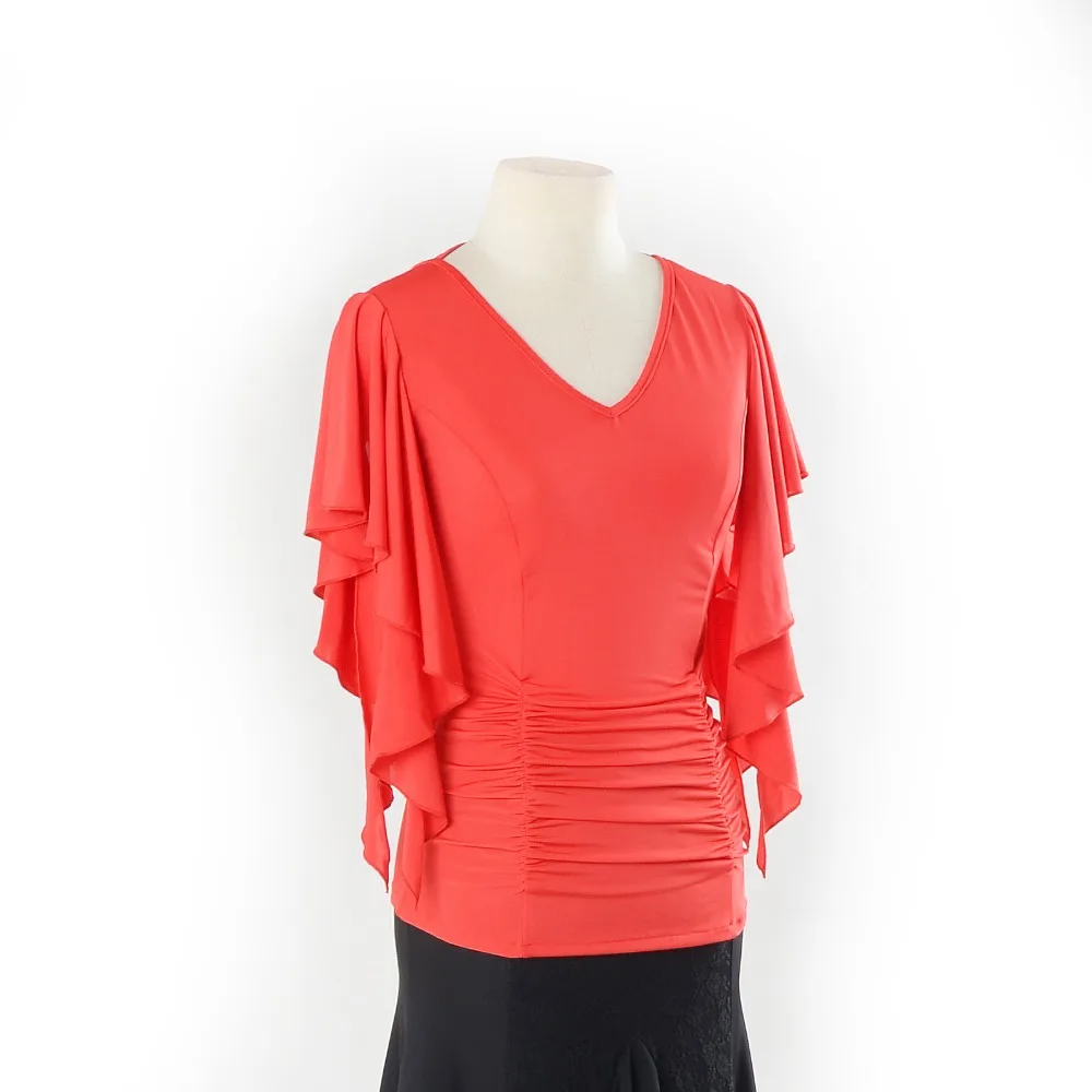 2017 Dansangels Modern Red V-neck Short sleeves sexy Latin Dance tops for women/female Waltz Ballroom Costume performance wear
2017 Dansangels Modern Red V-neck Short sleeves sexy Latin Dance tops for women/female Waltz Ballroom Costume performance wear