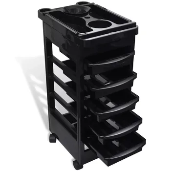 

VidaXL 5 Trays Salon Hair Salons Trolley Barber Hairdressing Trolley Hair Rolling Storage Cart Hairdresser Styling Tools