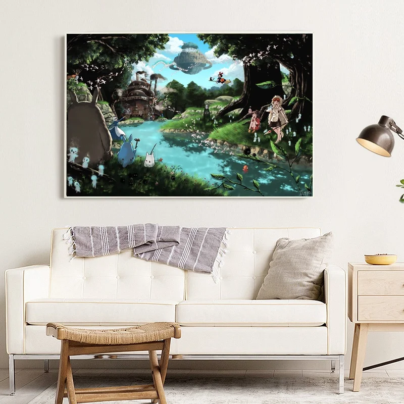 Классическая коллекция японского аниме студия Ghibli дань искусства холст постер