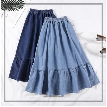 2019 Women Casual Pockets Long Plus Size Skirt High Waist Ruffles Denim Skirt Summer Fashion A-Line Skirts
2019 Women Casual Pockets Long Plus Size Skirt High Waist Ruffles Denim Skirt Summer Fashion A-Line Skirts