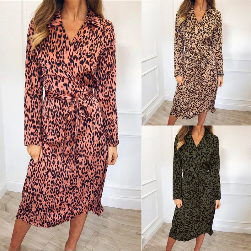ECOBROS 2019 Woman Summer fashion sexy leopard V-Neck Dress long sleeve shirt dresses women plus size dress with belt vestidos
ECOBROS 2019 Woman Summer fashion sexy leopard V-Neck Dress long sleeve shirt dresses women plus size dress with belt vestidos