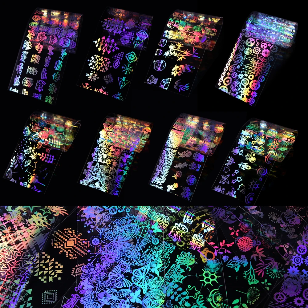 10 styles Set Holographic Nail Foil Laser Flame Robot Rose Panda Transfer Nail Art Stickers DIY Manicure Decals
10 styles Set Holographic Nail Foil Laser Flame Robot Rose Panda Transfer Nail Art Stickers DIY Manicure Decals