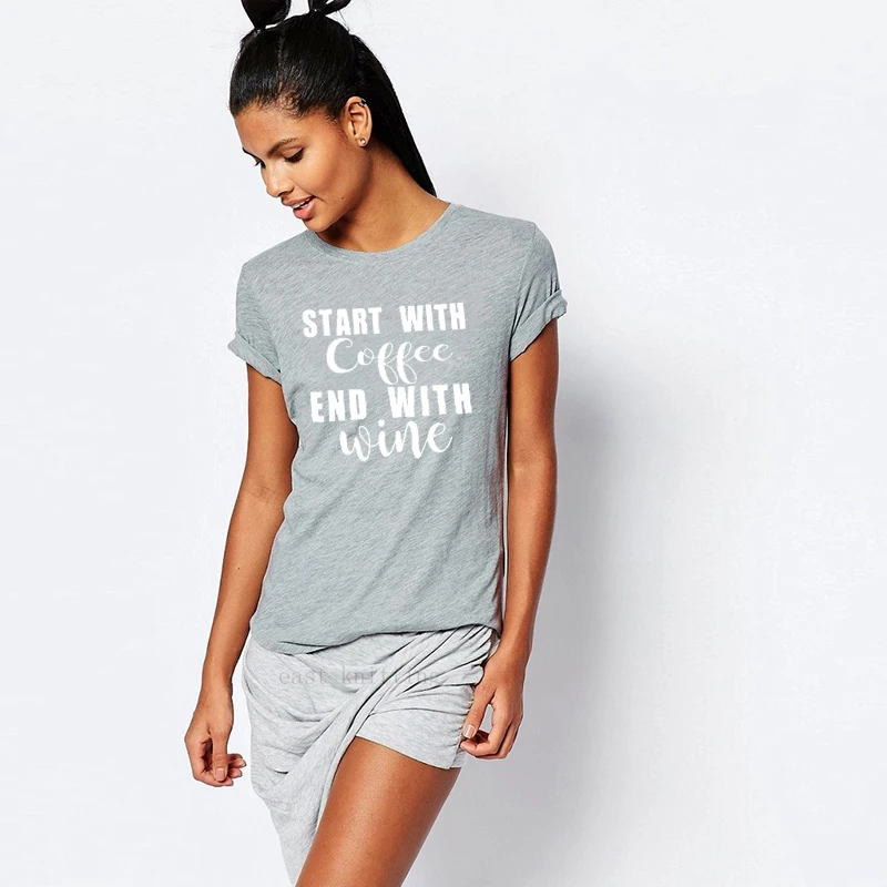 WT0157 New Design Start With Coffee End With Wine Print Summer Casual Tees Funny Girls T shirt
WT0157 New Design Start With Coffee End With Wine Print Summer Casual Tees Funny Girls T shirt