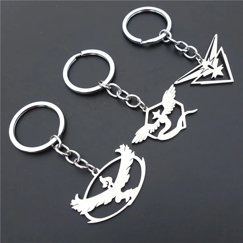 

Pokemon Go Team Valor Mystic Instinct Logo Keychain Stainless Steel Keyring Game Anime Fashion Jewelry