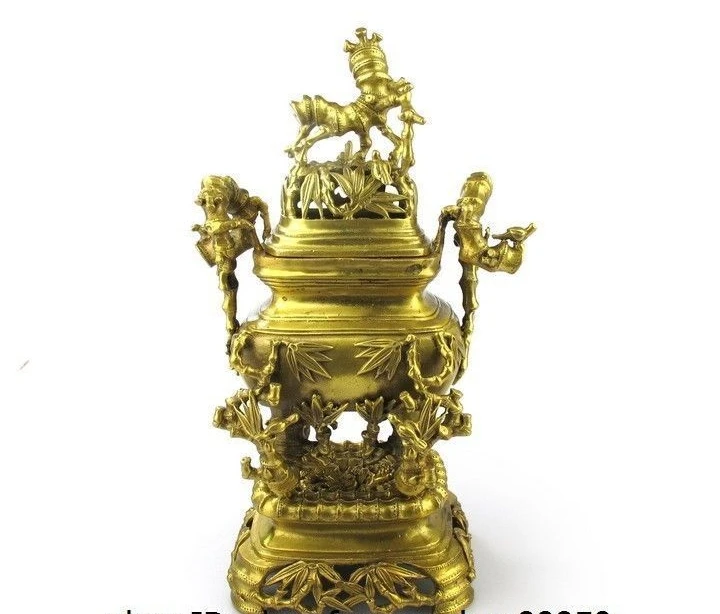 China Buddhism Brass Copper Carved Bamboo Royal Decoration Incense Burner Censer
China Buddhism Brass Copper Carved Bamboo Royal Decoration Incense Burner Censer