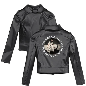 Billie Eilish Printing Women Basic Jackets Hot PU Black Motorcycle Leather Jacket Trend Casual Tight Clothing
Billie Eilish Printing Women Basic Jackets Hot PU Black Motorcycle Leather Jacket Trend Casual Tight Clothing