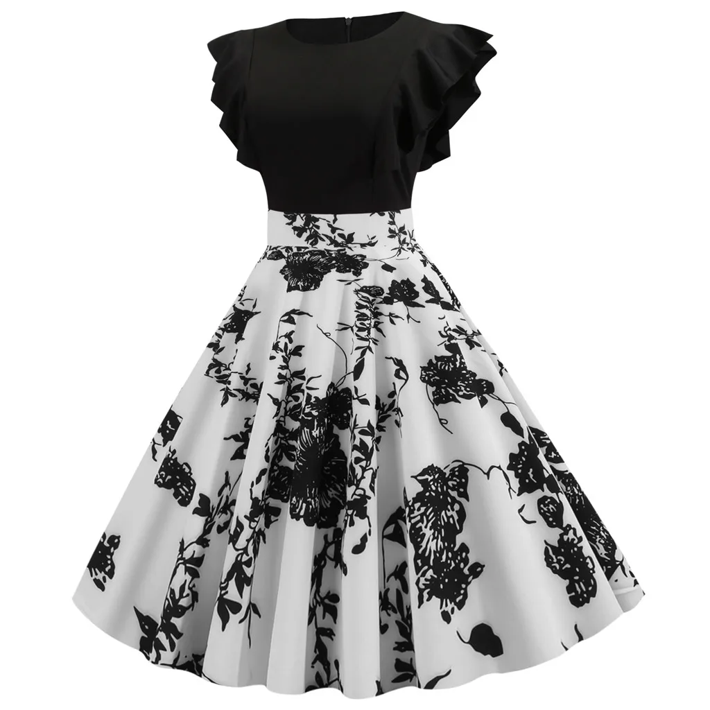 Sexy Women Summer Dress Sleeveless Floral Casual Polka Dot Ruffle Round Neck Zipper Hepburn Party Dress vestidos de verano
Sexy Women Summer Dress Sleeveless Floral Casual Polka Dot Ruffle Round Neck Zipper Hepburn Party Dress vestidos de verano