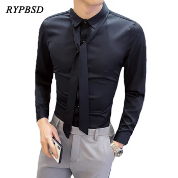 2019 Spring Men Shirt Personality Tie Decor Black White Long Sleeve Gentlemen Business Casual Social Slim Fit Tuxedo Men Shirt
2019 Spring Men Shirt Personality Tie Decor Black White Long Sleeve Gentlemen Business Casual Social Slim Fit Tuxedo Men Shirt