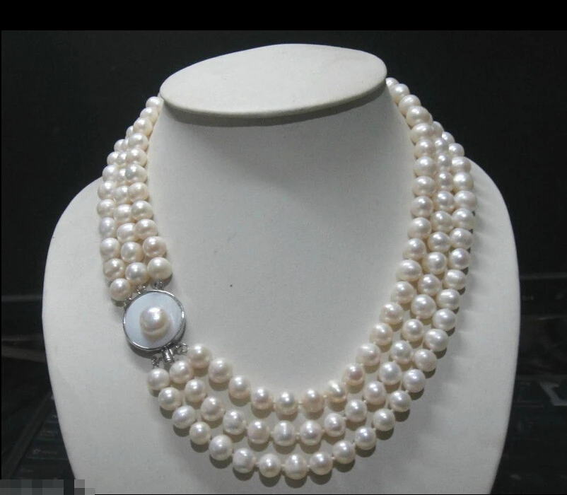 AAA+ 3ROW 9-10mm WHITE ROUND AAA AKOYA PEARL NECKLACE 18/19/20inchNoble style Natural Fine jewe fast SHIPPING
AAA+ 3ROW 9-10mm WHITE ROUND AAA AKOYA PEARL NECKLACE 18/19/20inchNoble style Natural Fine jewe fast SHIPPING