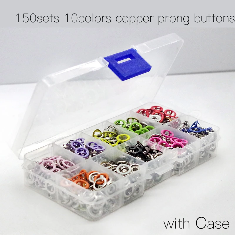 100Sets 10 Colors mixed 9.5mm 16 Copper Prong Snap Buttons Combined Fastener Prong Snaps Buttons Mixed Kit with case
100Sets 10 Colors mixed 9.5mm 16 Copper Prong Snap Buttons Combined Fastener Prong Snaps Buttons Mixed Kit with case