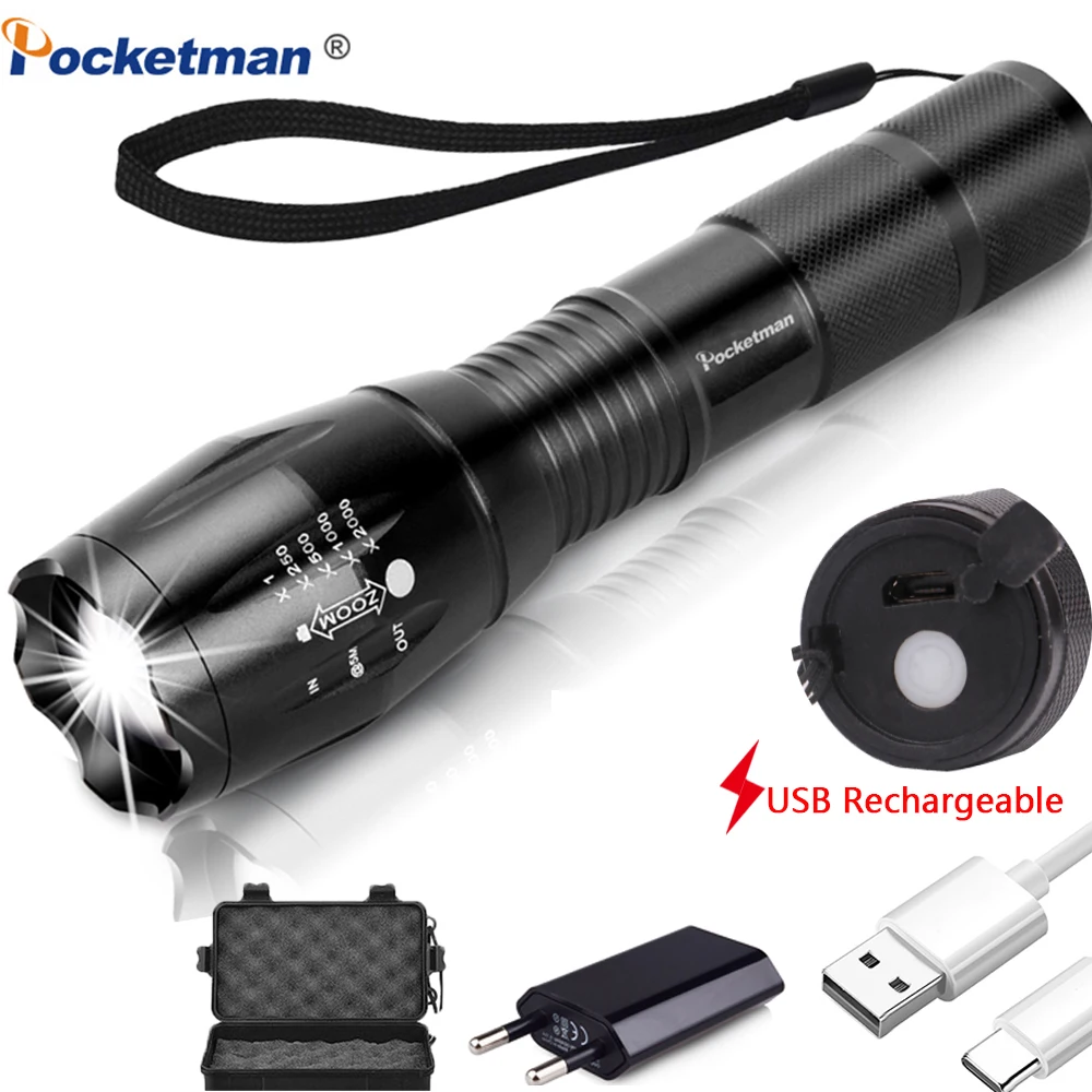 

10000 Lumens USB Rechargeable Flashlight Lanterna LED COB+L2/T6 Tactical Torch Zoomable High Power zaklamp Led Flashlights Lamp