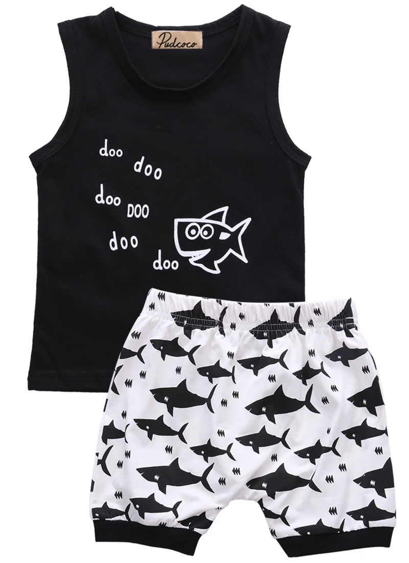 Summer 2PCS Set New toddler Newborn Baby Boys Summer Outfits Shark Pattern Sleeveless Tops T-shirt and Shorts Plant Kids Clothes
Summer 2PCS Set New toddler Newborn Baby Boys Summer Outfits Shark Pattern Sleeveless Tops T-shirt and Shorts Plant Kids Clothes