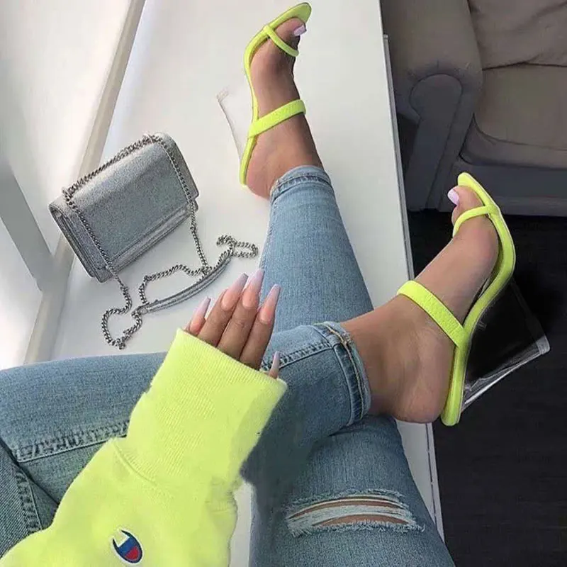 New Candy Color Slippers Open Toe Neon Green High Heels Women's Shoes Transparent High Heels Sandal Slippers 11.5 CM Pumps
New Candy Color Slippers Open Toe Neon Green High Heels Women's Shoes Transparent High Heels Sandal Slippers 11.5 CM Pumps
