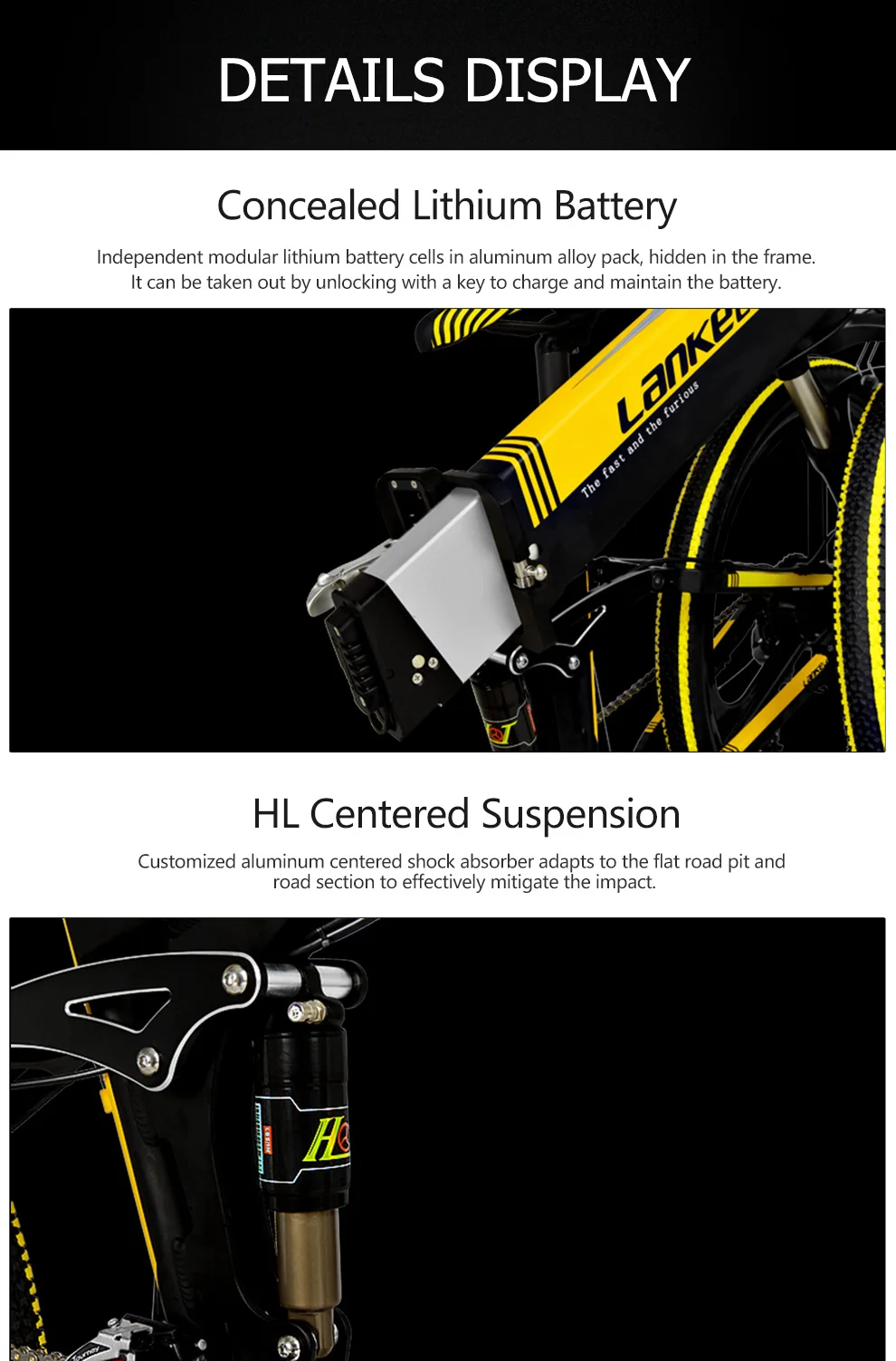 Top LANKELEISI XT750-Z Foldable E-Bike 26 inch 27 Speeds Hydraulic Suspension Fork 400W 48V 10Ah Lithium Baterry 20