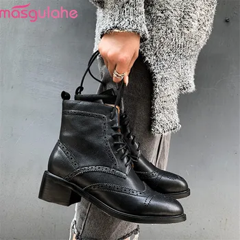 Masgulahe 2019 new arrival women ankle boots genuine leather shoes lace up round toe autumn winter boots punk shoes woman
Masgulahe 2019 new arrival women ankle boots genuine leather shoes lace up round toe autumn winter boots punk shoes woman