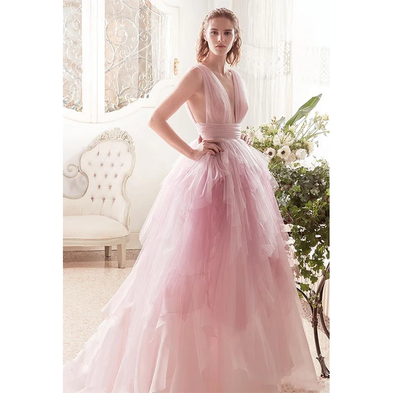 Verngo Pink Tulle Wedding Dress Sleeveless A Line Tiered Wedding Gowns New Design Bride Dress Custom Vestido De Festa Longo
Verngo Pink Tulle Wedding Dress Sleeveless A Line Tiered Wedding Gowns New Design Bride Dress Custom Vestido De Festa Longo