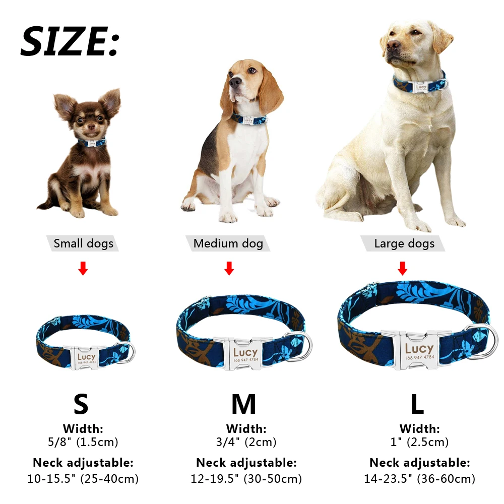 Dog Collar Personalized Nylon Small 