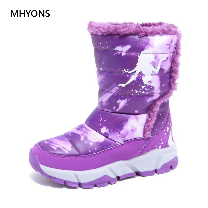 MHYONS/2018 новые ботинки для девочек теплые зимние сапоги модные плюшевые обувь