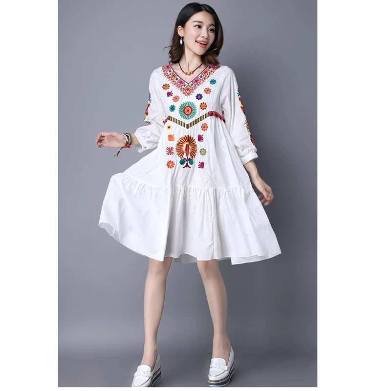bohemian sweet flower embroidery lantern sleeve V-neck knee-length 100% cotton dress female A-line white orange blue
bohemian sweet flower embroidery lantern sleeve V-neck knee-length 100% cotton dress female A-line white orange blue
