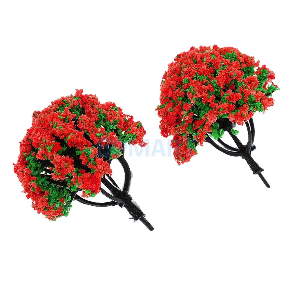 10pcs 1/200 Train Railroad Scene Scenery Landscape Model Trees Green HO Scale with Flowers Model Building Kits
