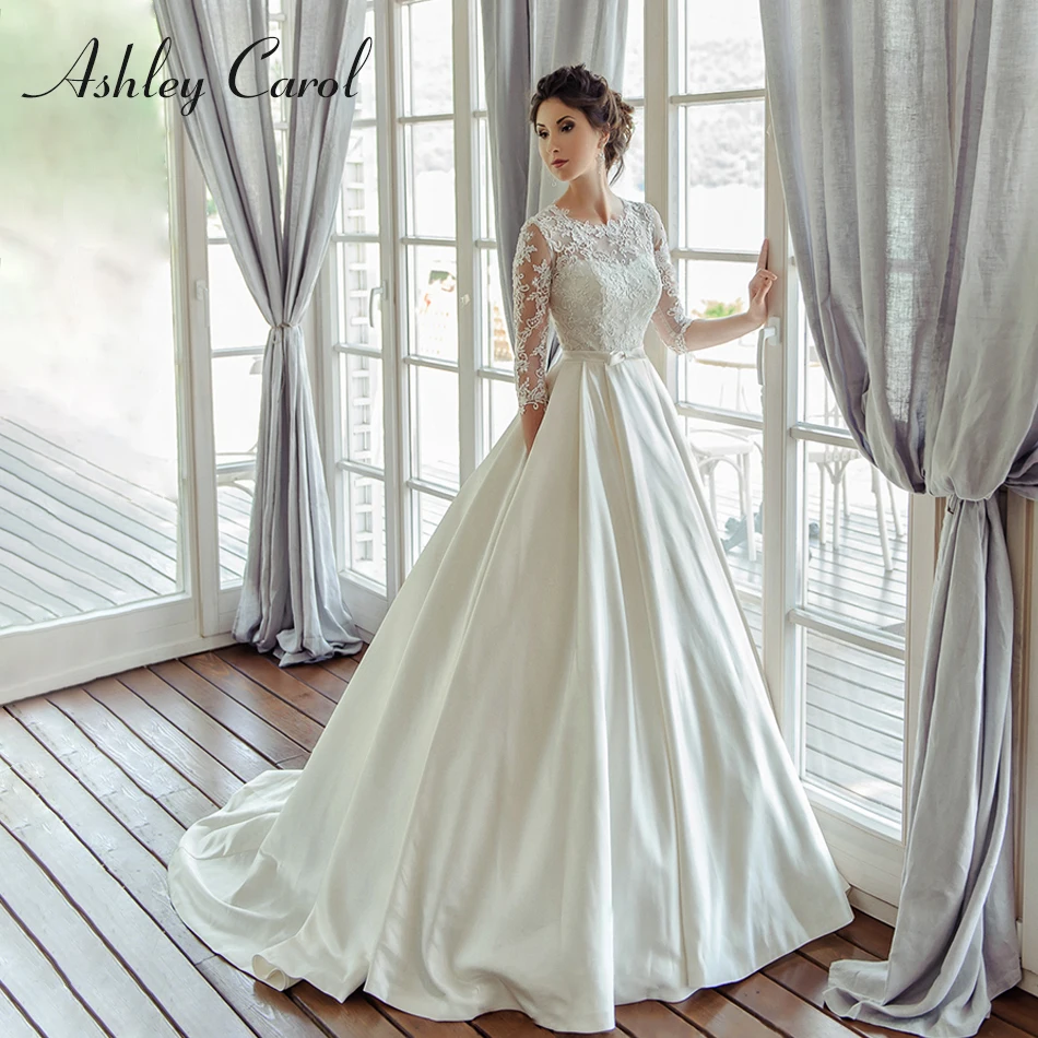 Ashley Carol Elegant Scoop Vintage Soft Satin Wedding Dress 2019 Bow Sashes Lace Up Bride Dresses Illusion French Wedding Gowns
Ashley Carol Elegant Scoop Vintage Soft Satin Wedding Dress 2019 Bow Sashes Lace Up Bride Dresses Illusion French Wedding Gowns