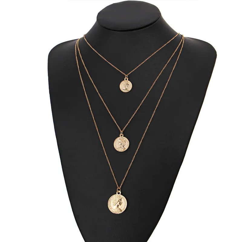 Gold Sliver Color Double Portrait Necklaces Coin Disc Layered Pendant Choker Bohemia Necklaces Femme Jewelry
Gold Sliver Color Double Portrait Necklaces Coin Disc Layered Pendant Choker Bohemia Necklaces Femme Jewelry