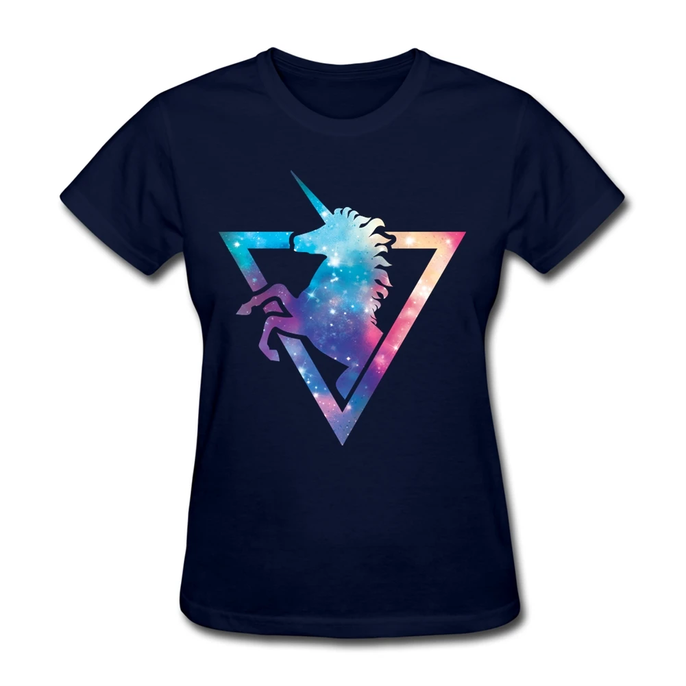 Женская футболка с круглым вырезом принтом единорога|shirt print|unicorn womenbrand tee shirts |