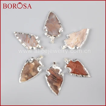 BOROSA Pure Silver Color Natural Rough Arrowhead Gems Charm Pendant Bead Natural Stone Druzy Pendant Fashion Jewelry SS023
BOROSA Pure Silver Color Natural Rough Arrowhead Gems Charm Pendant Bead Natural Stone Druzy Pendant Fashion Jewelry SS023